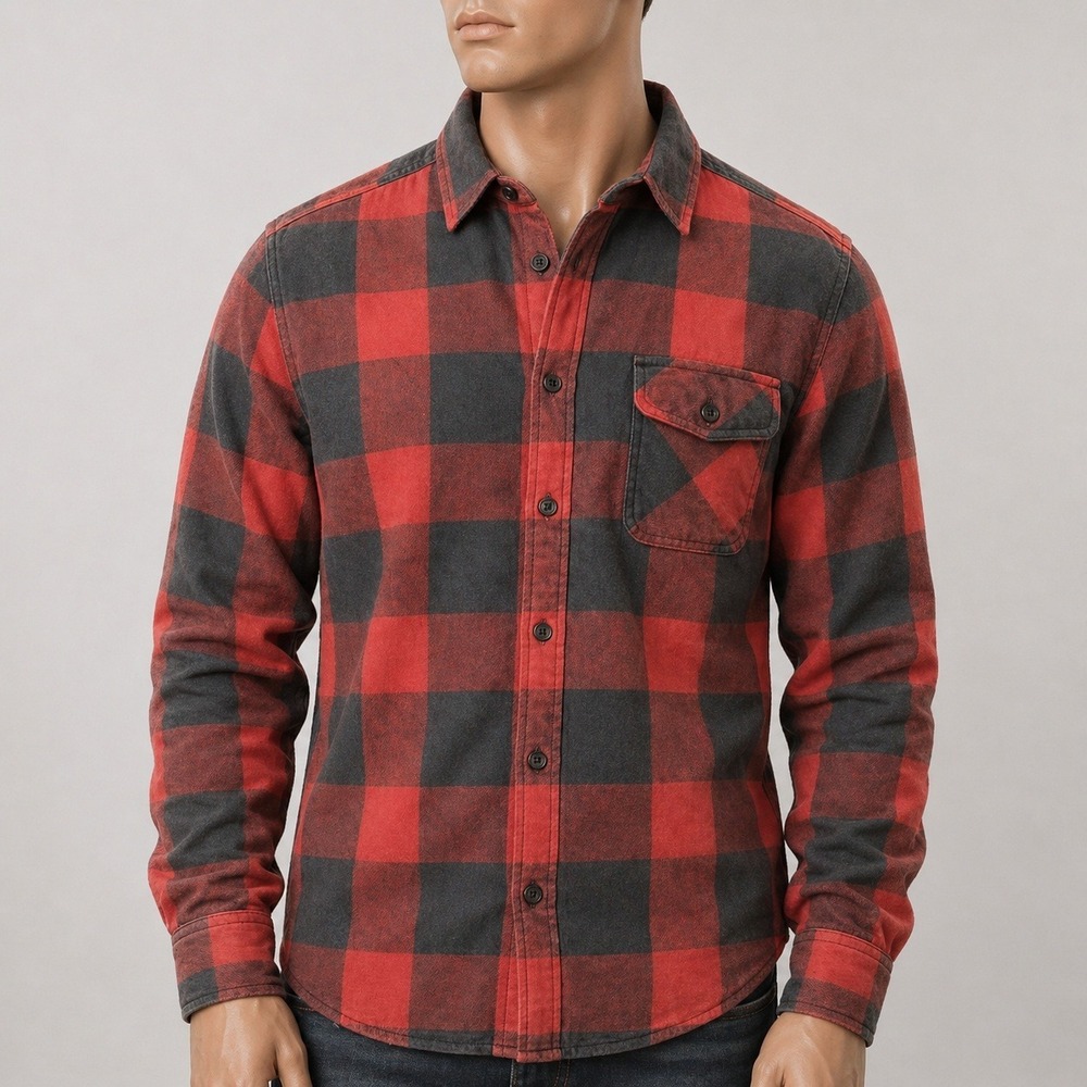 Vintage H&M Mauritz Archive Collection Mens Red Buffalo Plaid Flannel Shirt‎ Sm